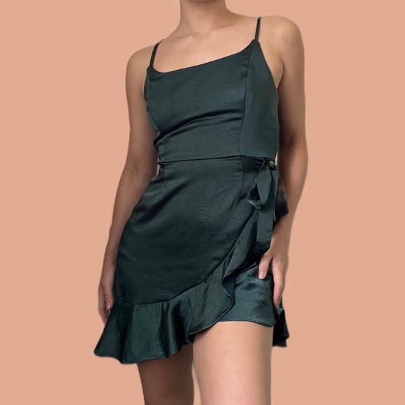 Wild Fable Emerald Green Satin Dress - Picture 6 of 6
